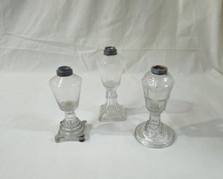 Assorted 19th Century Early American Blown-Molded Flint Glass Whale Oil Table Lamps Group