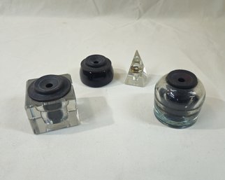 Assorted Antique Glass Inkwells Group