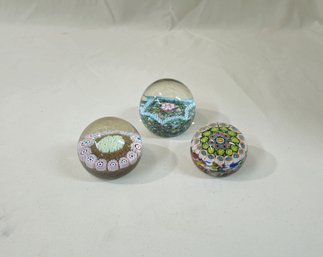 Assorted Vintage Murano Millefiori Glass Paperweights Group