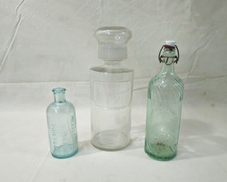 Assorted Antique Glass Bottles Group