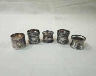 Assorted Antique Silverplate Napkin Rings Group