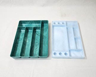 Assorted Vintage Marbled Plastic Utensil Trays Group