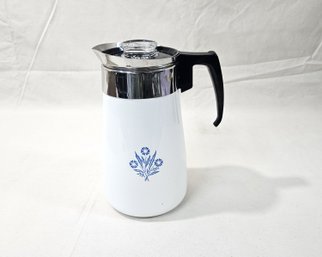 Vintage Corning Ware Blue Cornflower 9-Cup Stove Top Coffee Percolator