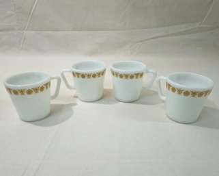 Vintage Pyrex Butterfly Gold 1 Coffee Cups Set Of 4