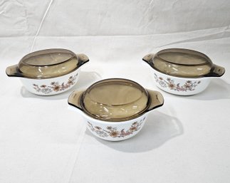 Assorted Vintage Pyrex England Woodland/Country Autumn Casserole Dishes Group