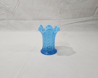 Antique Fenton Boggy Bayou Blue Opalescent Glass Vase