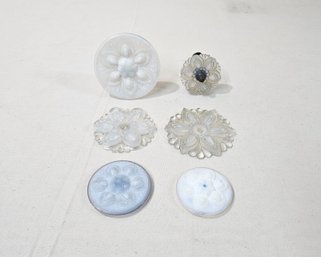 Assorted Antique Boston & Sandwich Rosette Opalescent Glass Curtain Tiebacks Group