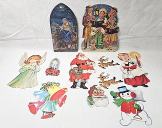 Assorted Vintage Christmas Die-Cut Decorations Group