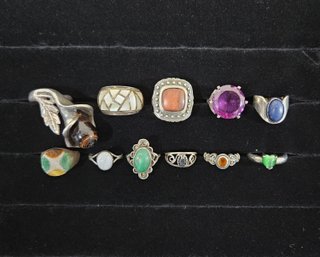 Assorted Sterling Silver Rings Group