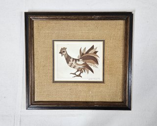 Vintage Framed Chicken/Rooster Etching Signed