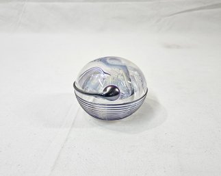Contemporary Studio Mount St. Helen Iridescent Swirl Glass Paperweight Signed