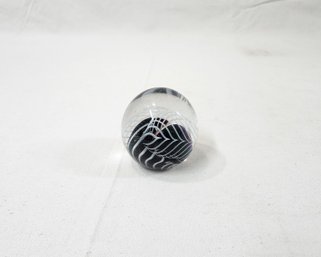 1989 Eickholt Feather Swirl Glass Paperweight