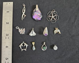 Assorted Sterling Silver Charm Pendants Group