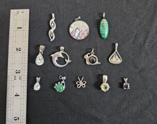 Assorted Sterling Silver Charm Pendants Group