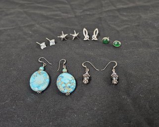 Assorted Sterling Silver Stud & Dangle Earring Pairs Group
