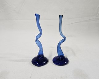 Vintage John Harko Handblown Glass Bud Vase Set Signed