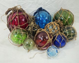 Assorted Vintage Glass Fishing Floats Group