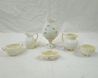 Assorted Belleek Pottery Articles Group