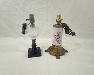 Antique Victorian Glass Electric Table Lamps Group