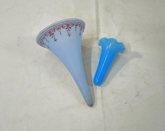 Antique 19th Century Handblown Trumpet Vase Glass Inserts Group