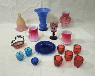 Assorted Antique 19th Century European Art Glass Articles Group