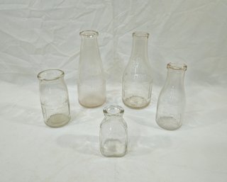 Assorted Vintage Hood Milk, Cream, & OJ Glass Bottles Group