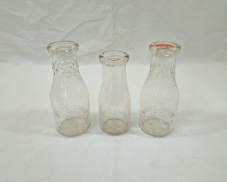 Assorted Vintage White Cross Farm Pittsfield MA Dairy Glass Milk Bottles Group