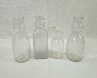 Assorted Vintage Dairy Cream Top Glass Milk Bottles Group