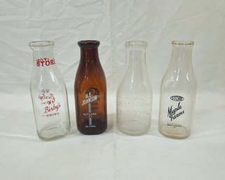 Assorted Vintage Vermont State Dairy Glass Milk Bottles Group