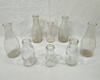 Assorted Vintage Unbranded Dairy Glass Milk Bottles Group
