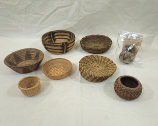 Assorted Vintage Small Woven Baskets Group
