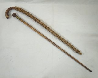 Assorted Vintage Wood Walking Canes Group
