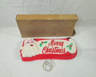 Vintage Kay-Dee Plastics Blow Mold Light-up Merry Christmas Santa Holiday Sign