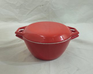 Vintage Copco D2 Red/Orange Enameled Cast Iron Dutch Oven