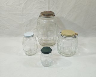 Assorted Vintage Glass Barrel Jars Group