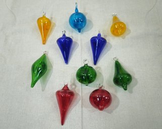 Assorted Handblown Glass Ornaments Group