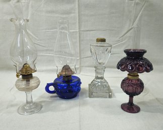 Assorted Antique American Glass Oil Lamps Group