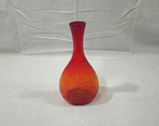 Vintage Blenko Handblown Amberina Crackle Glass Decanter Bottle