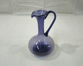 Vintage Handblown Amethyst Purple Glass Ewer Pitcher