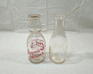 Assorted Vintage Hayward Farms Quart Milk Bottles Group