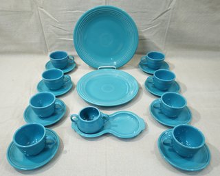 Assorted Fiesta Ware Turquoise Pottery Dinnerware Group
