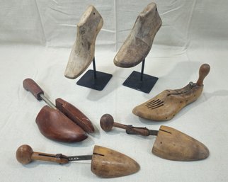 Assorted Cobbler Wood Shoe Molds & Stretchers Group