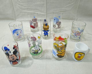 Assorted Vintage Character Glasses Group