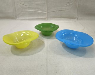 Annieglass Handblown Studio Art Glass Bowl Set Signed & Numbered