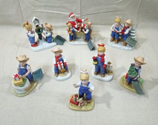 Assorted Vintage 1985 Homco Denim Days Hand Painted Porcelain Figurines Group