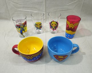 Assorted Marvel & DC Comic Superhero Pint Glasses & Mugs Group