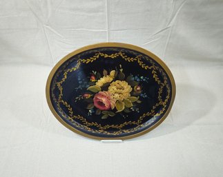 Vintage Toleware Painted Oval Serving Tray