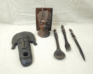 Assorted Vintage African Wood Decor Group