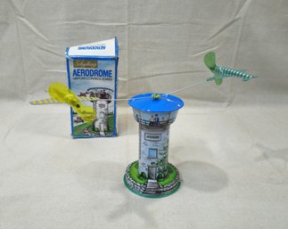 Vintage Schylling Aerodrome Airport Control Tower Wind-Up Toy