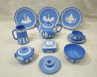 Assorted Vintage Wedgwood Blue Jasperware Articles Group